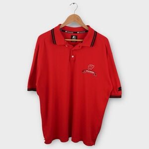 Vintage Wisconsin Badgers Starter Polo Shirt Mens L Red NCAA College Team